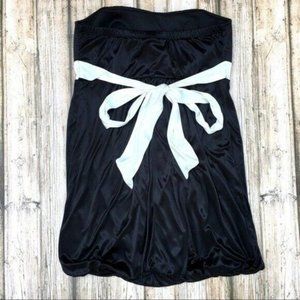 Torrid 2XL strapless black dress white bow mini short party wedding cocktail